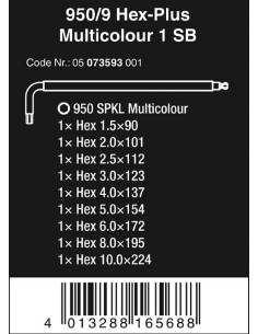 Oportunidad Juego de Llaves Angulares Wera 950 SPKL/9 SM N 2