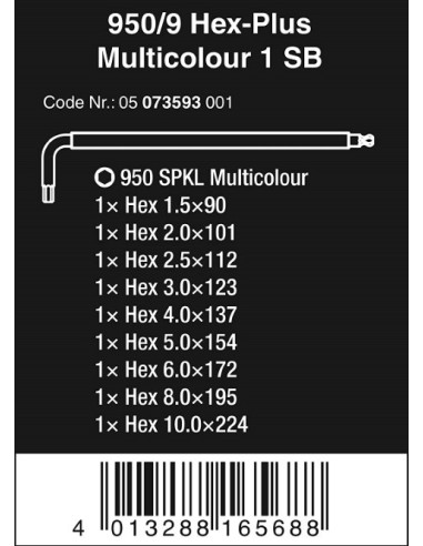 Oportunidad Juego de Llaves Angulares Wera 950 SPKL/9 SM N