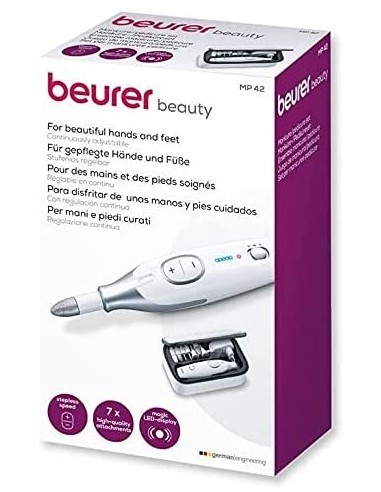 Set De Manicura Y Pedicura BEURER MP-42 - 7 Velocidades, Luz LED, Diseño Ergonómico  