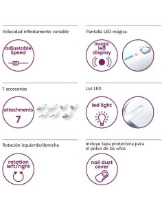 Set De Manicura Y Pedicura BEURER MP-42 - 7 Velocidades, Luz LED, Diseño Ergonómico   2