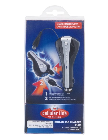 Cargador coche enrollable   usb micro usb