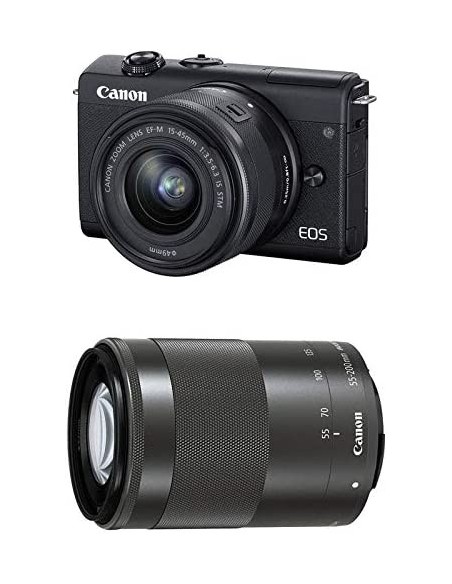 Canon EOS M200 Kit negro + EF-M 15-45 + 55-200 IS STM