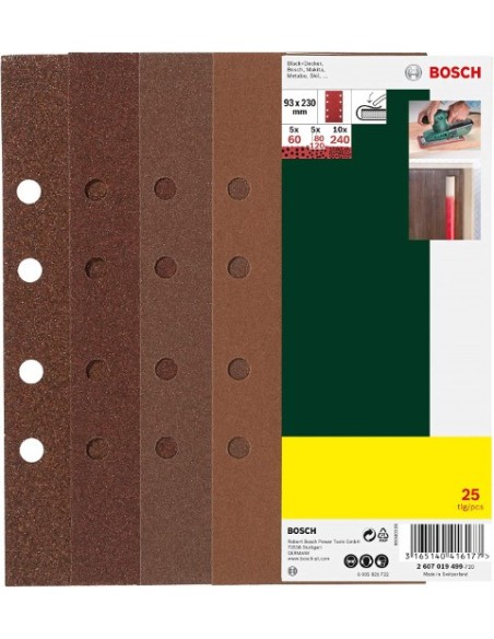 Oferta Bosch Pack 25 lijas lijadoras orbitales 93x230 8 perforaciones