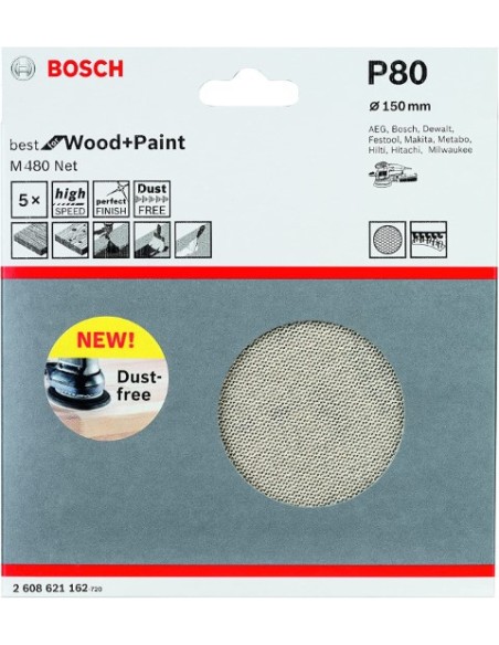 Mejor Precio en Bosch Hoja De Lija M480 150Mm K80 5 uds. 2608621162