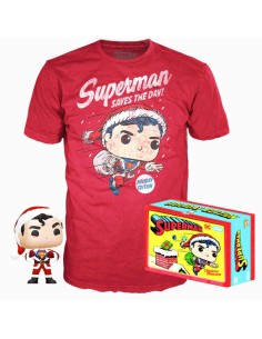 Ofertón FUNKO  Set figura pop & tee dc comics superman exclusive flocked