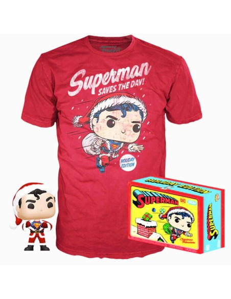 Ofertón FUNKO  Set figura pop & tee dc comics superman exclusive flocked
