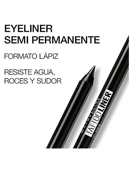 Maybelline New York Tattoo Liner Lápiz De Ojos Waterproof 900 Deep Onyx Negro – Larga Duración  
