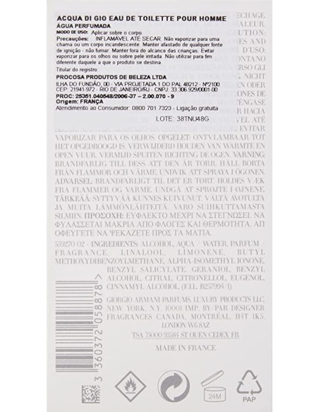 Mejor Precio en ARMANI 1681 ACQUA GIO HOMME eau de toilette vaporizador 100 ml