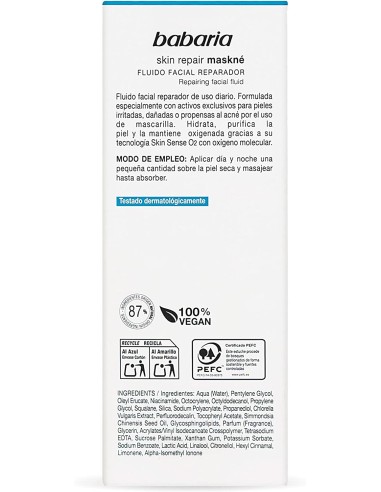 Oferta - BABARIA 80852  Babaria Fluido Facial Reparador Maskné, 50 M