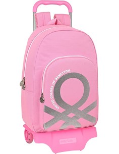 Mochila Escolar con Ruedas Benetton Flamingo Pink Rosa