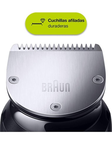 Braun  Recortadora de barba braun bt7240 39 ajustes de 0.5 a 20mm  inalambrica recargable
