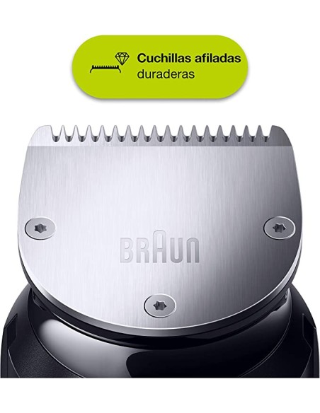 Braun  Recortadora de barba braun bt7240 39 ajustes de 0.5 a 20mm  inalambrica recargable