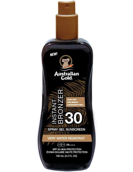 Compra Australian Gold Instant Bronzer Spray Gel SPF30 100 ml en Kiwiku