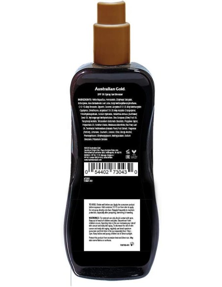 Compra Australian Gold Instant Bronzer Spray Gel SPF30 100 ml en Kiwiku