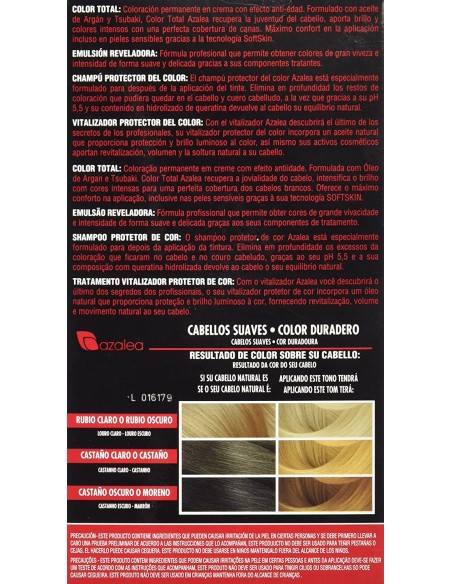 Tinte AZALEA Color Total Nº 10 Rubio Platino - Cobertura Total De Canas - Con Aceite De Argán Y Tsubaki  