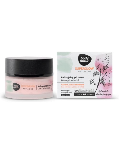 BODY NATUR Crema Gel Facial Día y Noche Superglow Antiaging 50 ML - Kiwiku