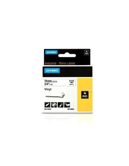 DYMO 19mm RHINO Coloured Vinyl - Cintas para impresoras de etiquetas (D1, Color blanco, Vinilo, 1,9 cm, 5,5m, Caja): Dymo: Kiwik