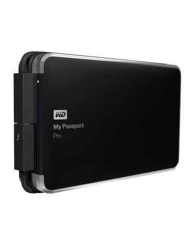 WD My Passport Pro 4TB - Disco de almacenamiento RAID portátil de 4 TB (230 MB/s, cable Thunderbolt integrado) negro: Western-Di