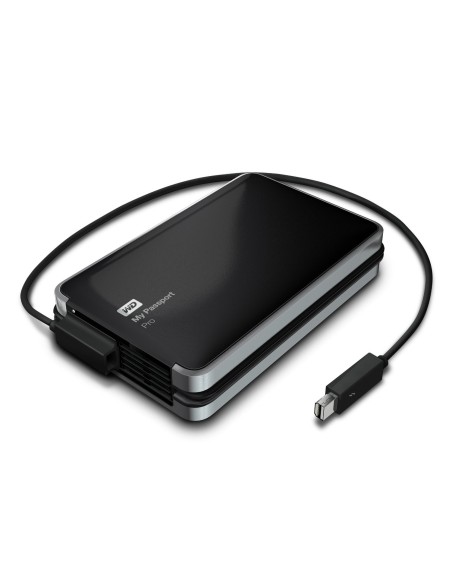 WD My Passport Pro 4TB - Disco de almacenamiento RAID portátil de 4 TB (230 MB/s, cable Thunderbolt integrado) negro: Western-Di
