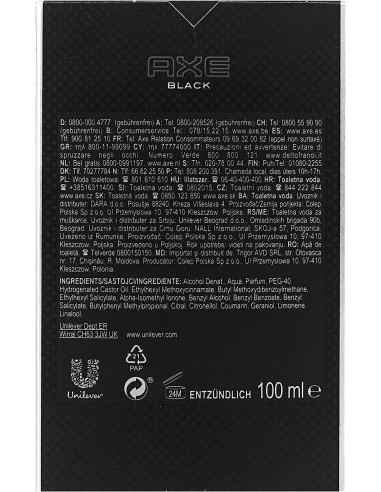 Ofertón AXE  Axe Black Eau De Toilette Vaporizador 100Ml