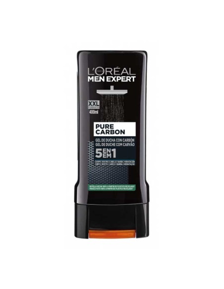 L'OREAL Men Expert Pure Carbon Gel De Ducha 5 En 1 400 Ml - Limpieza Profunda e Hidratación  
