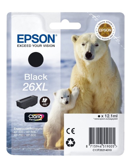 Epson C13T26214010 - Cartucho de tinta 500 páginas 12.2 ml Negro 26xl