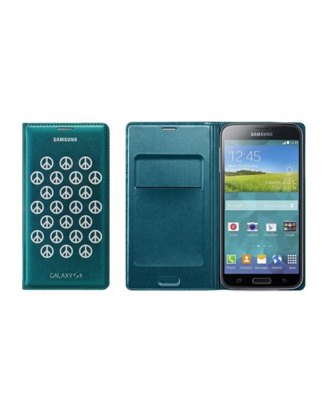 Funda samsung flip wallet moschino peace para galaxy s5 g900 verde y plata