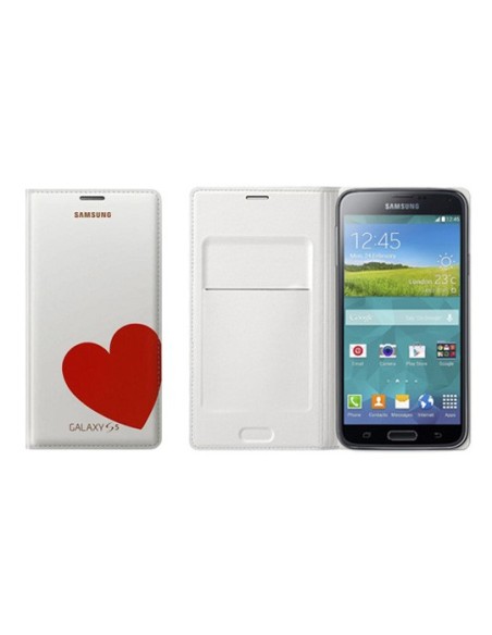 Samsung O8EFWG900RREG - Funda flip para Samsung Galaxy S5 G900, diseño Moschino Heart, blanco y rojo: Samsung: Kiwiku.com: Elect