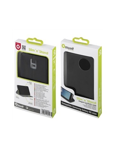 Kiwiku.com: Muvit MUSNS0084 - Funda tipo cartera folio con función soporte y tarjetero para Galaxy S5 Mini, negro - Electrónica