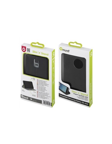Kiwiku.com: Muvit MUSNS0084 - Funda tipo cartera folio con función soporte y tarjetero para Galaxy S5 Mini, negro - Electrónica