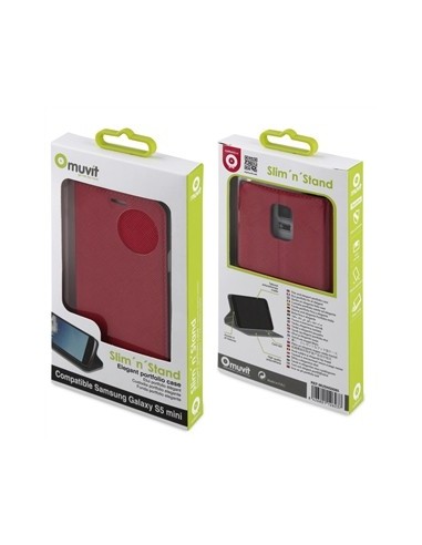 Muvit MUSNS0085 - Funda tipo cartera folio con función soporte y tarjetero para Galaxy S5 Mini, negro/rosa: Kiwiku.com: Electrón