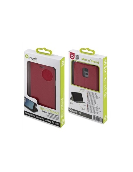 Muvit MUSNS0085 - Funda tipo cartera folio con función soporte y tarjetero para Galaxy S5 Mini, negro/rosa: Kiwiku.com: Electrón