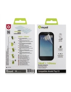 Kiwiku.com: Muvit MUSCP0646 - Set de 2 protectores de pantalla (1 mate, 1 brillo) para Alcatel Pop C3 - Electrónica 2
