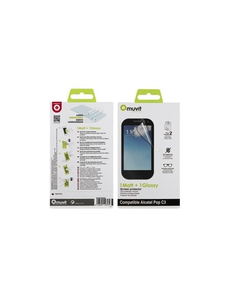Kiwiku.com: Muvit MUSCP0646 - Set de 2 protectores de pantalla (1 mate, 1 brillo) para Alcatel Pop C3 - Electrónica