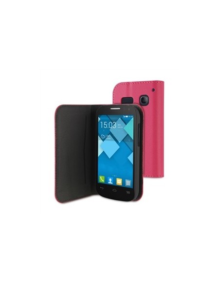 Muvit MUSNS0087 - Funda folio tipo cartera con función soporte y tarjetero para Alcatel Pop C3, negro/rosa: Kiwiku.com: Electrón