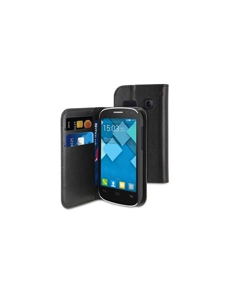 Muvit MUSNS0086 - Funda folio tipo cartera con función soporte y tarjetero para Alcatel Pop C3, negro - Electrónica - Kiwiku.com