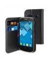 Funda wallet folio negra función soporte y tarjetero alcatel pop c3 muvit