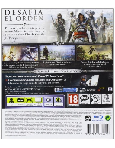 Assassins Creed 4: Black Flag - Bonus Edition: Playstation 3: Kiwiku.com: Videojuegos