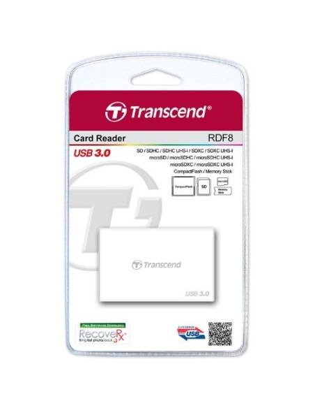 Transcend TS-RDF8W - Lector de tarjetas de memoria, color blanco