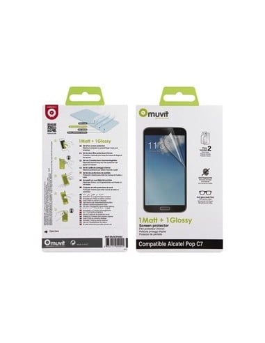 Muvit MUSCP0560 - Set de 2 protectores de pantalla (1 mate, 1 brillo) para Alcatel Pop C7 - Electrónica - Kiwiku.com