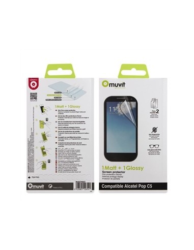 Kiwiku.com: Muvit MUSCP0647 - Set de dos protectores de pantalla: 1 mate y 1 brillante para Alcatel Pop C5 - Electrónica