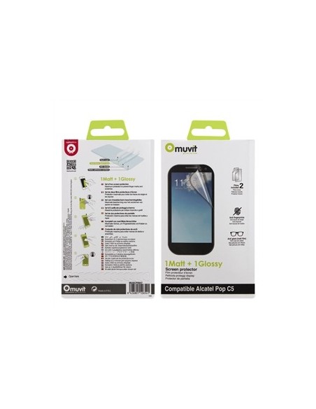 Kiwiku.com: Muvit MUSCP0647 - Set de dos protectores de pantalla: 1 mate y 1 brillante para Alcatel Pop C5 - Electrónica