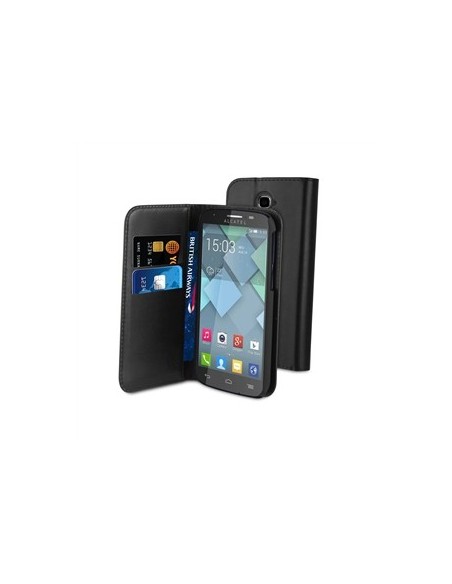 Muvit MUSNS0062 - Funda slim folio con función soporte y tarjetero para Alcatel Pop C7, negro: Kiwiku.com: Electrónica