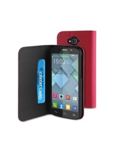 Kiwiku.com: Muvit MUSNS0063 - Funda slim folio con función soporte y tarjetero para Alcatel Pop C7, rosa/negro - Electrónica