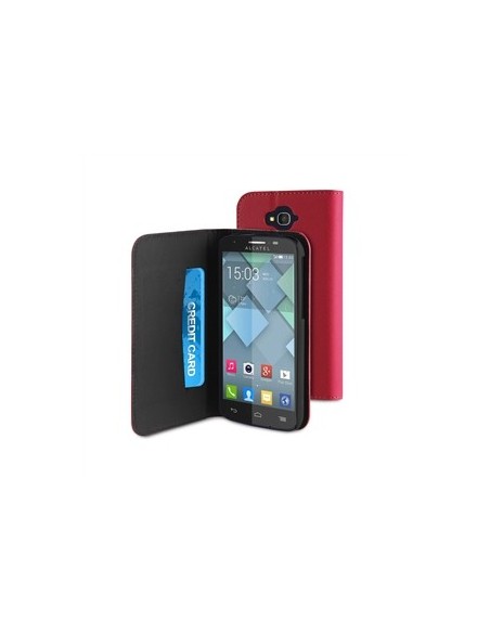 Kiwiku.com: Muvit MUSNS0063 - Funda slim folio con función soporte y tarjetero para Alcatel Pop C7, rosa/negro - Electrónica