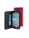 Funda slim folio rosa/negra función soporte y tarjetero alcatel pop c7 muvit