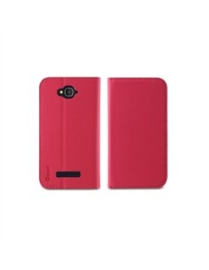 Kiwiku.com: Muvit MUSNS0063 - Funda slim folio con función soporte y tarjetero para Alcatel Pop C7, rosa/negro - Electrónica 2