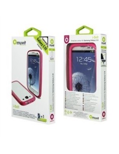 Kiwiku.com: Muvit iBelt - Funda (bumper) + protector de pantalla para Samsung Galaxy S3 i9300, rosa - Electrónica 2