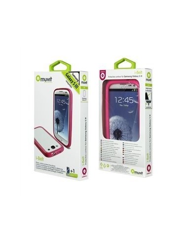 Kiwiku.com: Muvit iBelt - Funda (bumper) + protector de pantalla para Samsung Galaxy S3 i9300, rosa - Electrónica