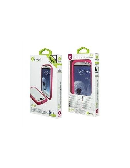 Kiwiku.com: Muvit iBelt - Funda (bumper) + protector de pantalla para Samsung Galaxy S3 i9300, rosa - Electrónica